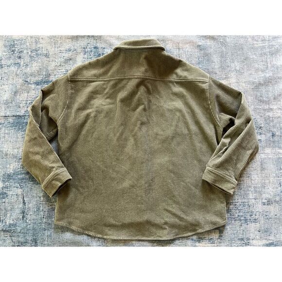 Mod Ref Olive Green Corduroy Button Front Shirt Jacket Shacket Women's XL - Picture 2 of 6
